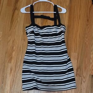 Hutch Black and White Striped Dress with Wide Straps